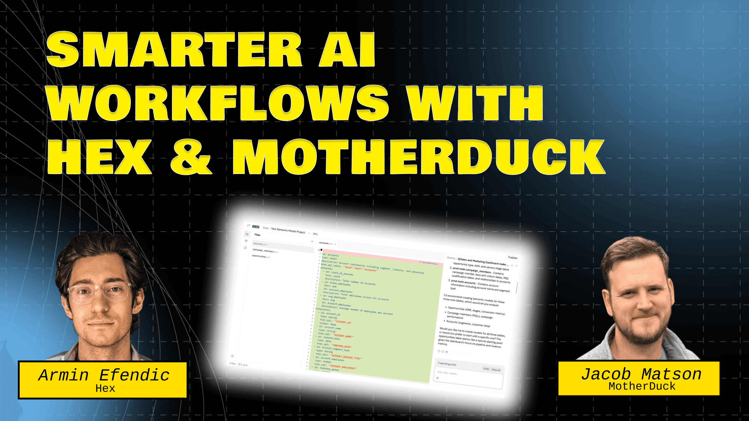 "Empowering Data Teams: Smarter AI Workflows with Hex & MotherDuck" video thumbnail